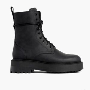 Matte black combat boots